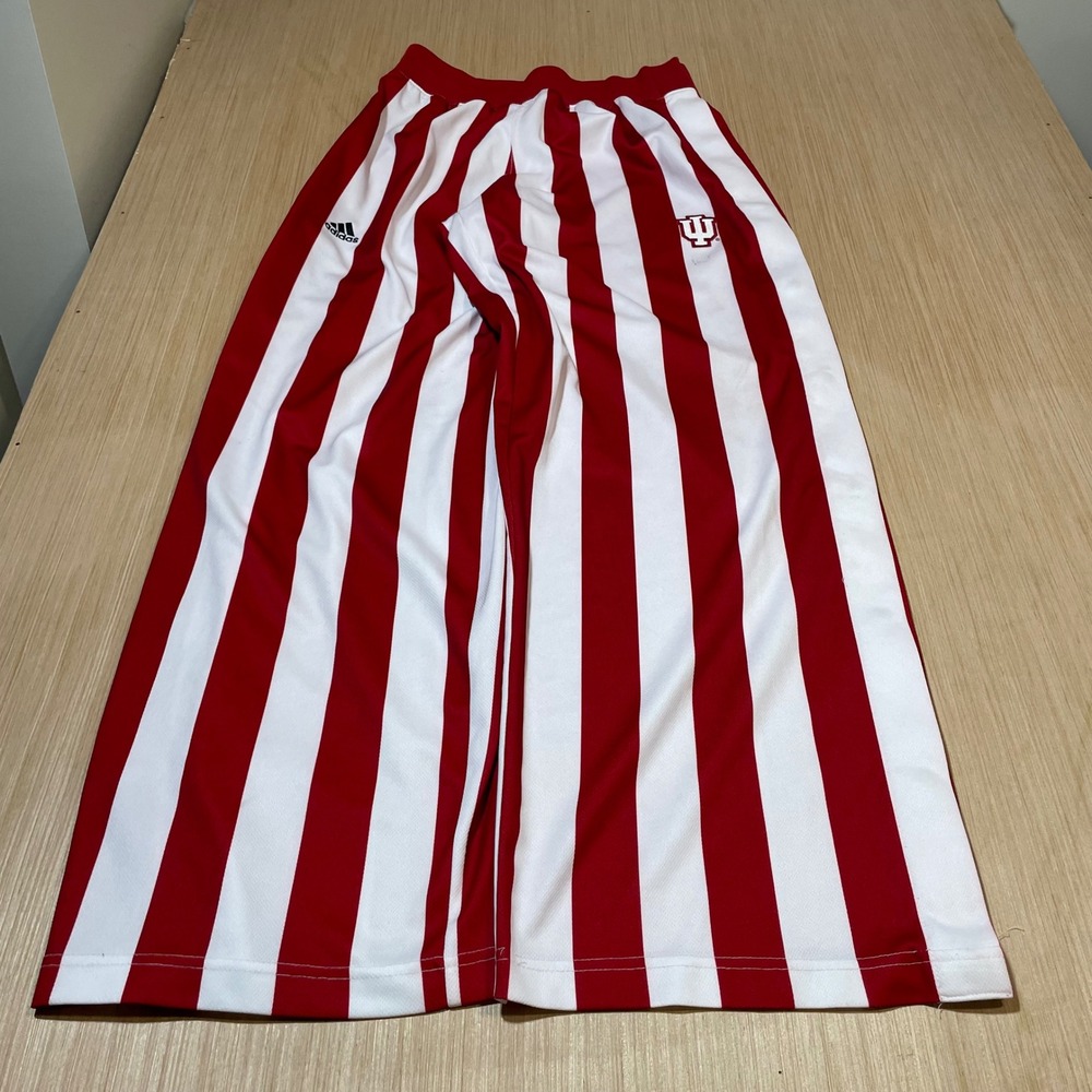 Adidas Indiana University Hoosiers Men Red White Candy Stripe Warmup Pants Small
